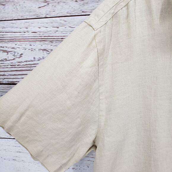Neiman Marcus Men's Beige 100%Linen Button Down Short Sleeve Shirt Size XXL - Picture 4 of 13